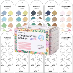 Languo 45-tones Painting Gel Pen Template Swatch Page Swatch Printable Template Instant Download