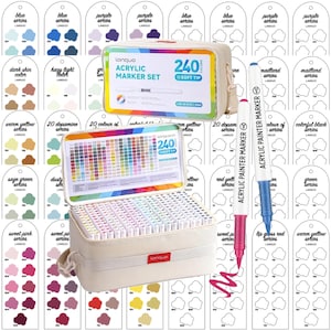 Languo 240-piece Acrylic Brush Markers Swatch - Digital PDF Brush Markers Swatch Template Color Swatch Printable Template Instant Download