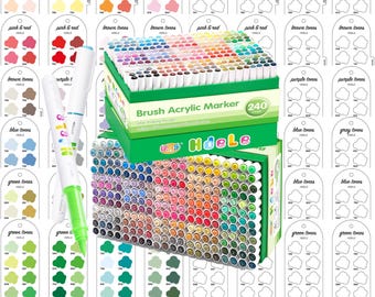 Hdele 240-piece Acrylic Markers Swatch Digital PDF Swatch Template Color Swatch Printable Template Instant Download
