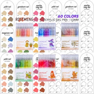 Rosymeng 60 kleuren gelpennen staal digitale pdf gelpennen staalsjabloon enkele pagina kleurstaal afdrukbare sjabloon direct downloaden