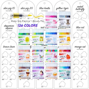 May include: A selection of 126 acrylic paint markers with brush tips, in a variety of colours and animal-themed packaging. The image includes markers labelled "skin pig," "blue koala," and "yellow tiger."