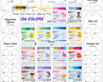 Rosymeng Markers Swatch 14 Series 126 Digital PDF Brush Markers Swatch Template Single Page Color Swatch Printable Template Instant Download