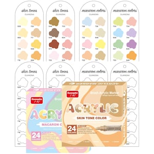 Muestra de marcadores Guangna Skin Macaron (PDF digital) Plantilla de muestra de marcadores de pincel Plantilla de muestra de color de una sola página Plantilla imprimible Descarga instantánea