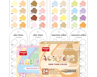 Guangna Skin Macaron Markers Swatch Digital PDF Brush Markers Swatch Template Single Page Color Swatch Printable Template Instant Download