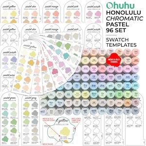 Ohuhu Honolulu Pastel 96 Swatch Card New and Old Codes Ohuhu New Swatch Ohuhu Alcohol Markers Swatch Digital Instant Download