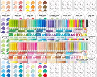 Nuancier de 168 pièces de GuangNa Gel Pens - Modèle numérique PDF Modèle imprimable de nuancier d'échantillons Téléchargement immédiat
