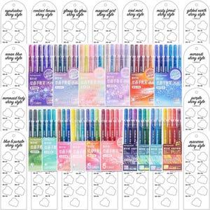 Languo Shiny Style Pens 88-piece Digital PDF Brush Markers Swatch Template Color Swatch Printable Template Instant Download