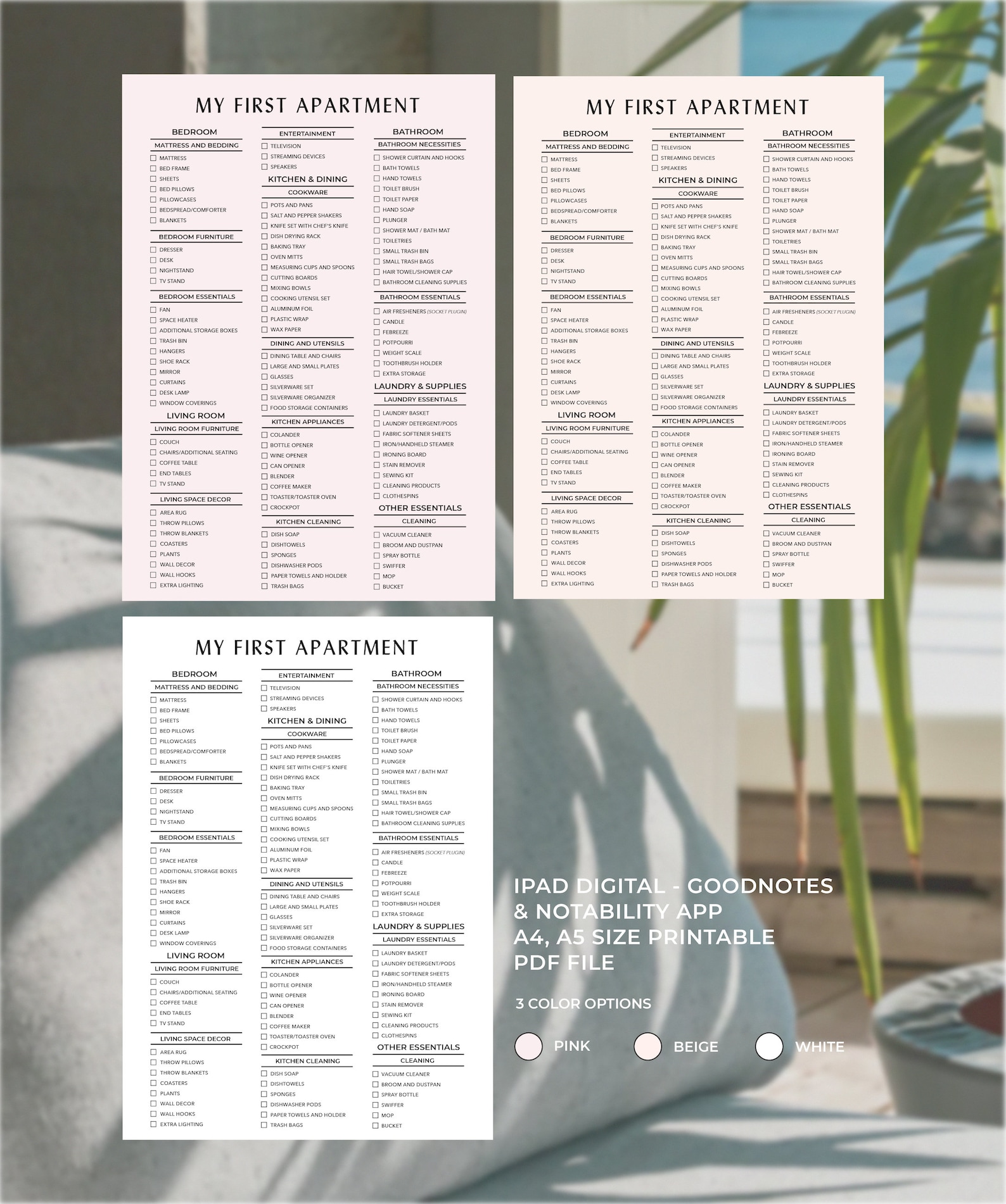 New Home Essentials Checklist, New Home Checklist Printable,first Home