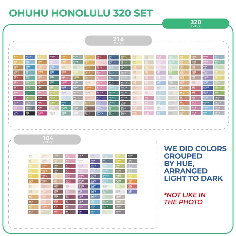 320 Color Chart Ohuhu Honolulu 320 Swatch Template New and Old Codes Ohuhu New Swatch ...