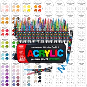 Guangna 288-piece Acrylic Brush Markers Swatch - Digital PDF Brush