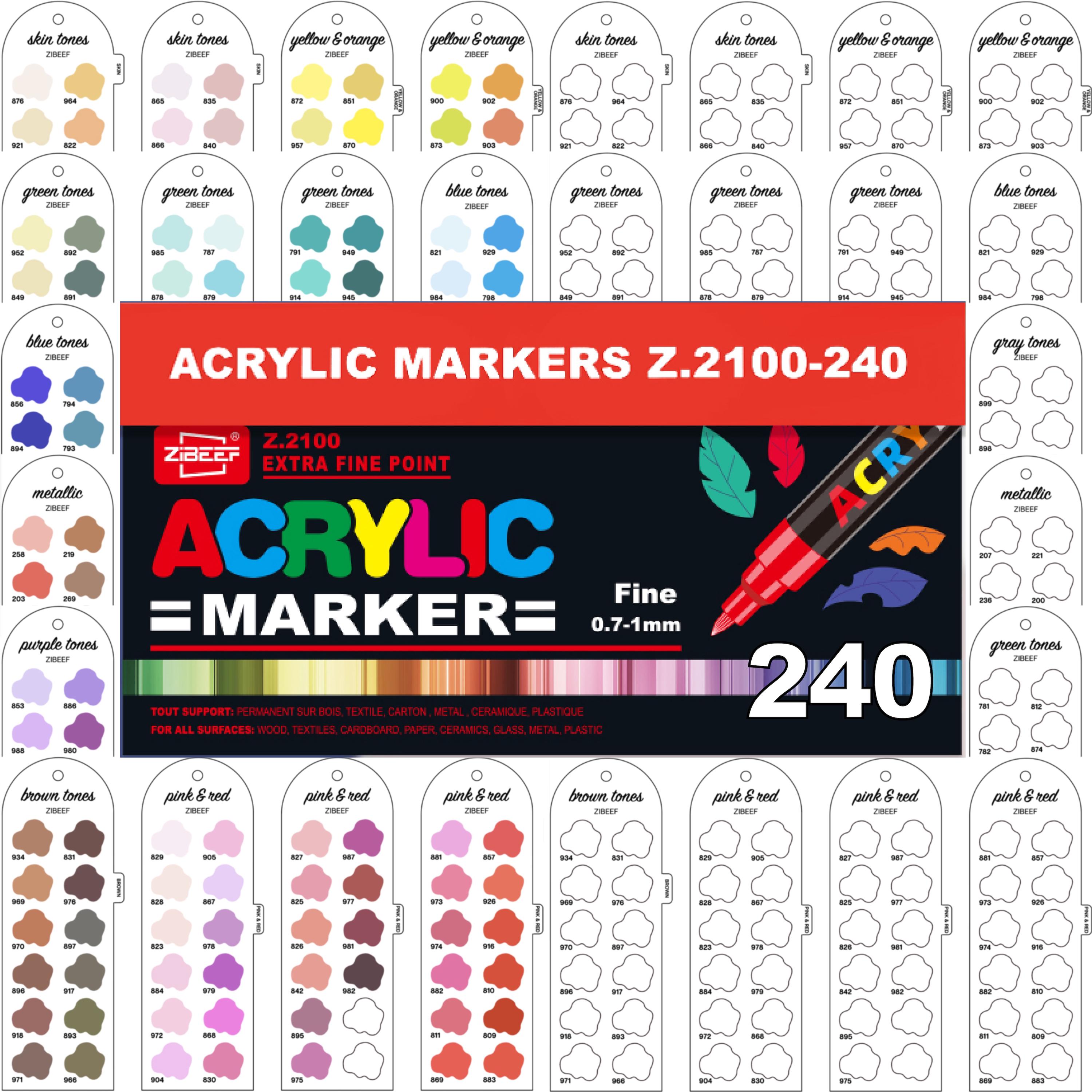 アートネイチャー MMプラスSPS セット Zibeef 240 Piece Acrylic Markers Swatch Template Page Swatch