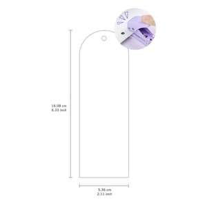 May include: A white blank tag with a hole at the top. The tag is 6.33 inches tall and 2.11 inches wide.