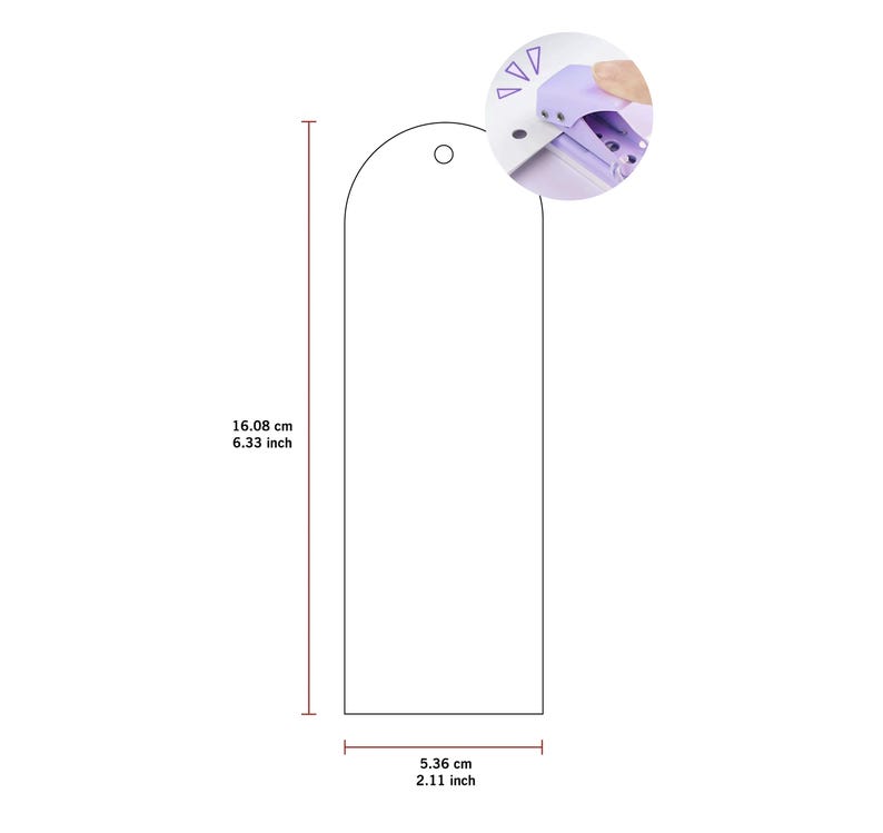 May include: A white blank tag with a hole at the top. The tag is 6.33 inches tall and 2.11 inches wide.
