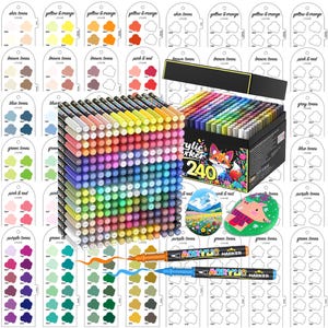 Lyuvie 240 kleur acryl markeerstiften staalsjabloon paginastaal afdrukbare sjabloon direct downloaden