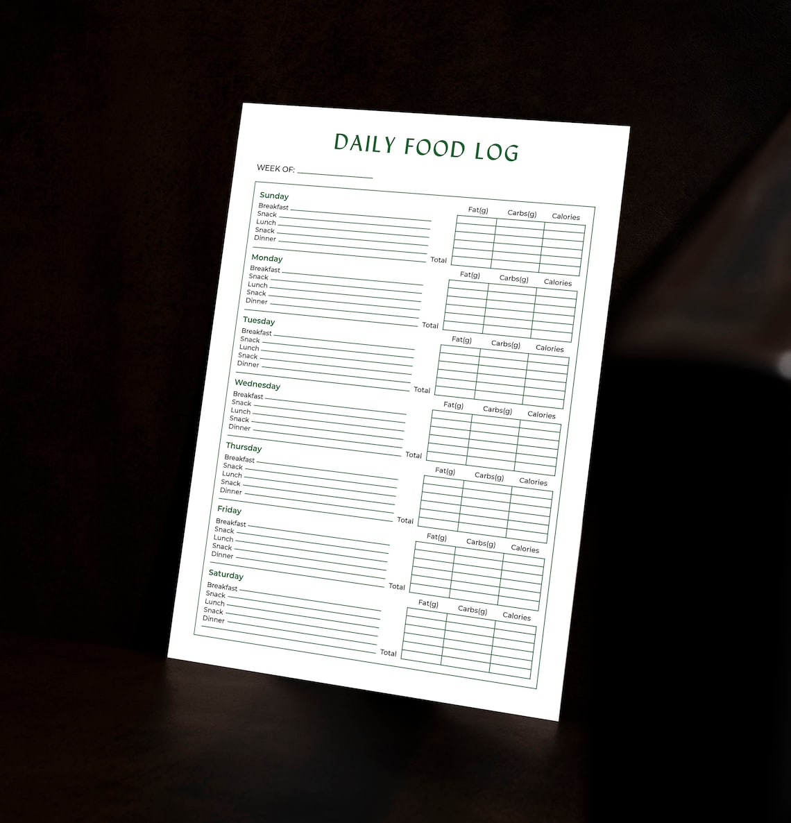 Daily Food Diary Journal, Fitness Digital Planner Template, Meal ...