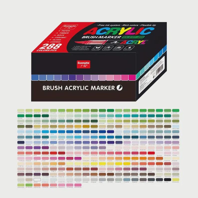 Guangna 288-piece Acrylic Brush Markers Swatch - Digital PDF Brush ...