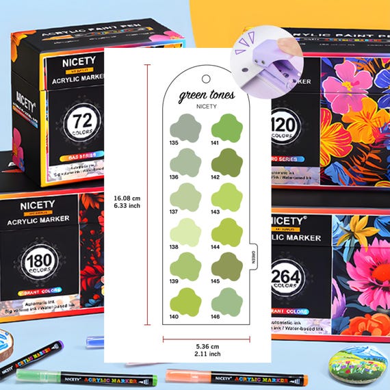Nicety 264-piece Acrylic Paint Markers Template Swatch Page Swatch