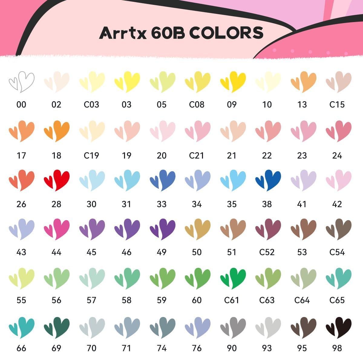 Color 60adeb ARRTX 60b-piece Acrylic Brush Markers Swatch - Digital PDF Brush ...