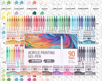 Languo Gel Pens 90-tones Template Swatch Page Swatch Printable Template Instant Download