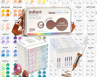 Echantillon de marqueurs pinceau acrylique Infiart 288 pièces - Modèle d'échantillon de marqueurs pinceaux numérique PDF Échantillon de couleur Modèle imprimable Téléchargement immédiat