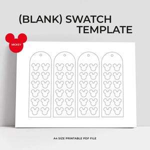 Plantilla de muestra en blanco de Mickey, marcadores acrílicos, plantilla de muestra, página de bricolaje, plantilla imprimible, descarga instantánea