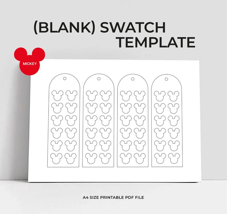 Mickey Blank Swatch Template Acrylic Markers Swatch Template DIY Page Swatch Printable Template Instant Download image 1