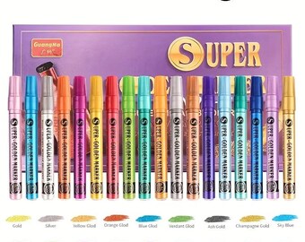 Guangna Super Golden 18-piece Acrylic Markers Swatch Template Page