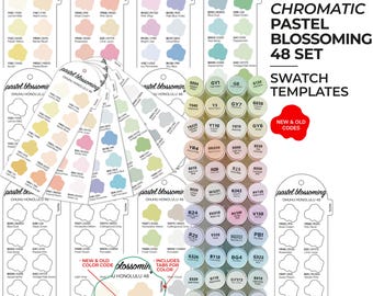 Ohuhu Honolulu B Blossoming Pastel 48 Swatch Card New and Old Codes Ohuhu New Swatch Ohuhu Alcohol Markers Swatch Digital Instant Download