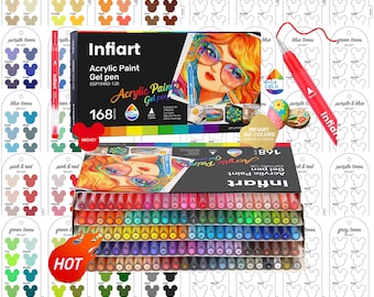 Infiart 168ピース ゲルペン スウォッチ - デジタル PDF ブラシマーカー スウォッチ テンプレート カラー スウォッチ 印刷可能なテンプレート 即時ダウンロード