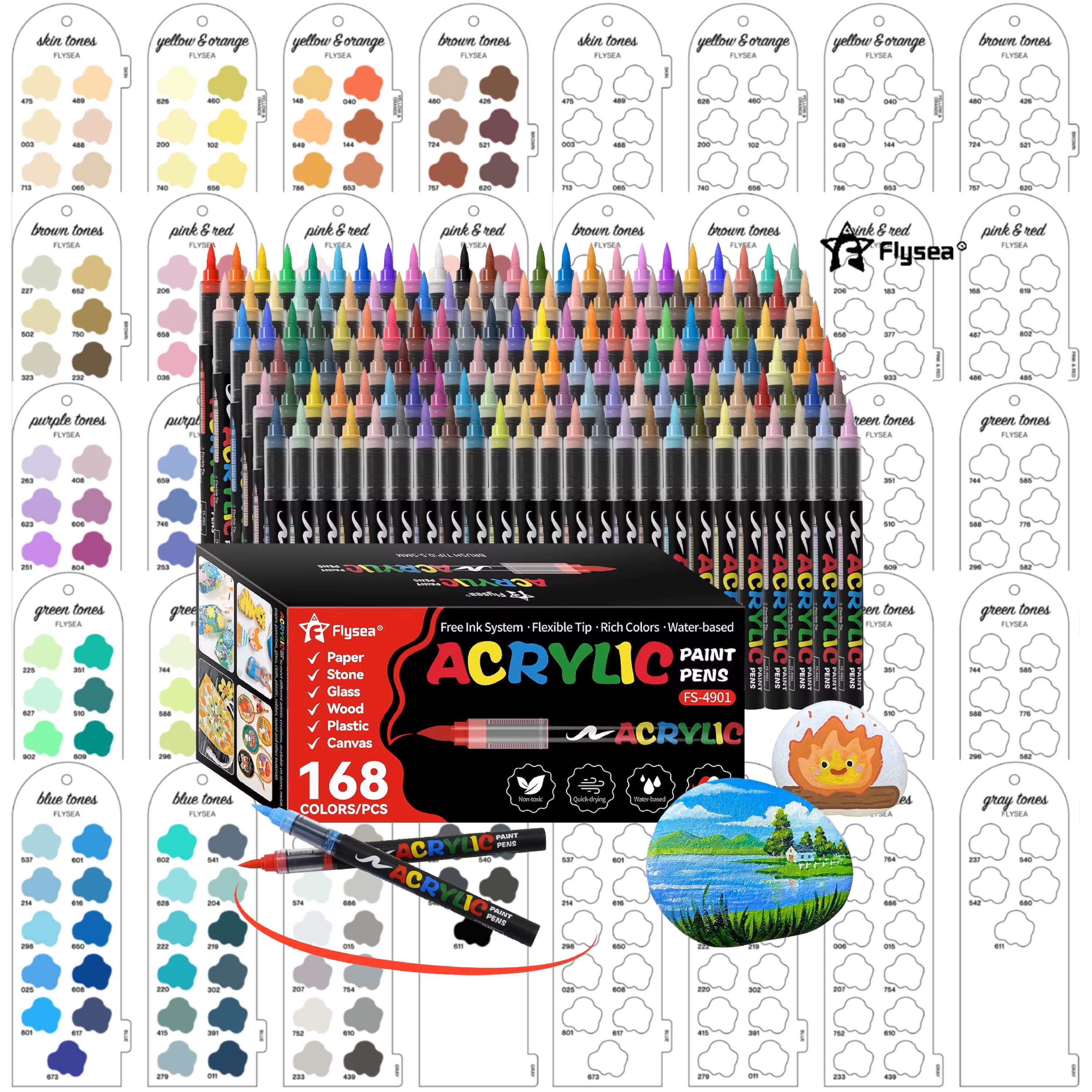 Flysea 168-piece Acrylic Brush Markers Swatch - Digital PDF Brush