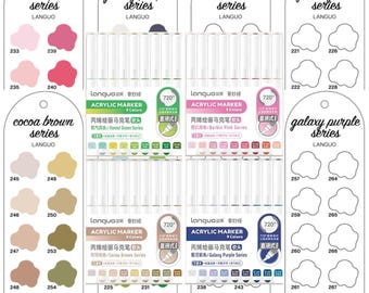 Languo Markers Swatch 4-serie 36 digitale PDF penseelmarkeringen staalsjabloon Enkele pagina kleurstaal afdrukbare sjabloon Instant Download