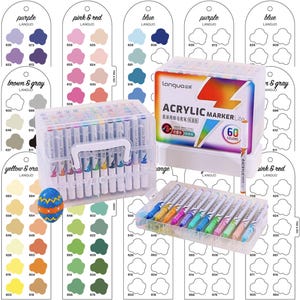 Languo 60 Lite Acrylic Brush Markers Swatch - Digital PDF Brush Markers Swatch Template Color Swatch Printable Template Instant Download