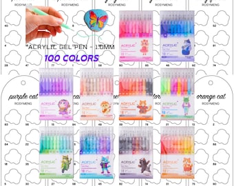 Rosymeng Gel Pens Swatch 10 Series 100 Digital PDF Gel Pens Swatch Template Single Page Color Swatch Printable Template Instant Download