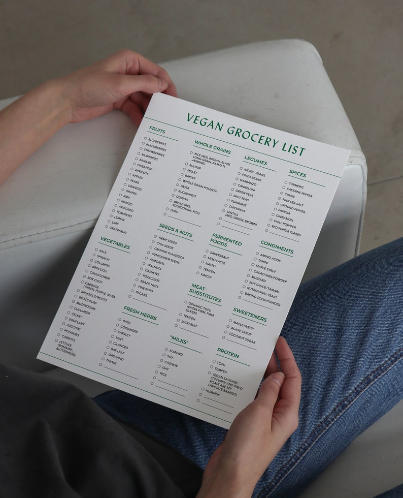 Healthy Grocery List Printable Vegan Grocery Checklist Digital Vegetarian Shopping List Plant Based Food List PDF image 2