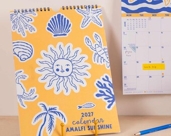 2027 Calendar | Amalfi Sunshine | A4 Wall Calendar | Month to View | Coastal Stationery | January to December