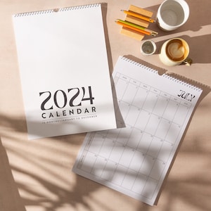 2024 Large Minimalist Calendar with week numbers | Black and White Planner| A3 Monthly Planner | Simply Neutral | Wall Hanging Calendar