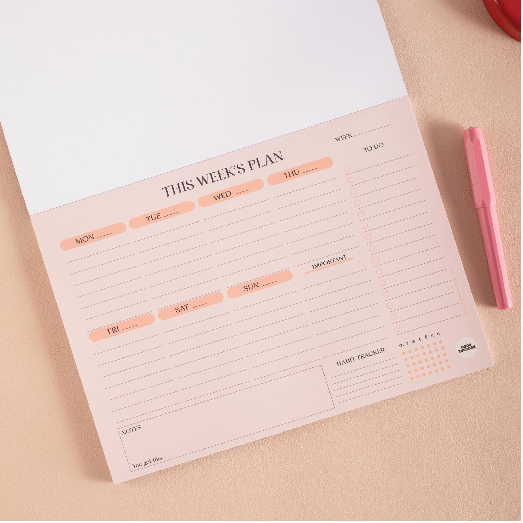 A4 Weekly Planner Pad Bold Block | Desk Planner With Habit Tracker ...