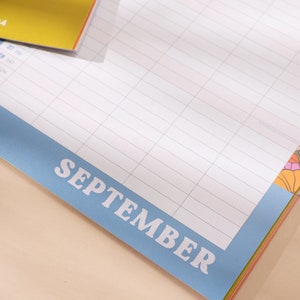 A3 2024 Family Planner. 5 Column Organiser. Wall Calendar. Large Size. Retro Florals. 100% Recycled Paper. Made in the UK.