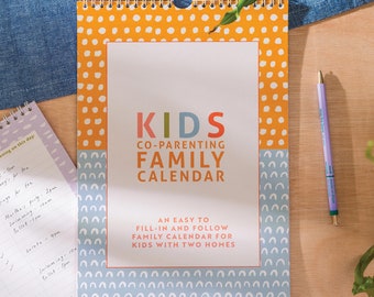 Co-parenting Kids Calendar Undated | 12 Month Wall Calendar | Family Planner | Co-Parenting Schedule for Kids | Hanging Calendar |A4 Planner