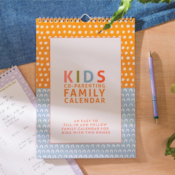 Co-parenting Kids Calendar Undated | 12 Month Wall Calendar | Family Planner | Co-Parenting Schedule for Kids | Hanging Calendar |A4 Planner