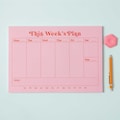 A4 Weekly Planner Pad Pink & Red Bold Desk Planner | Weekly Notepad | Daily Planner | To Do List Desk Pad | Magnetic Planner