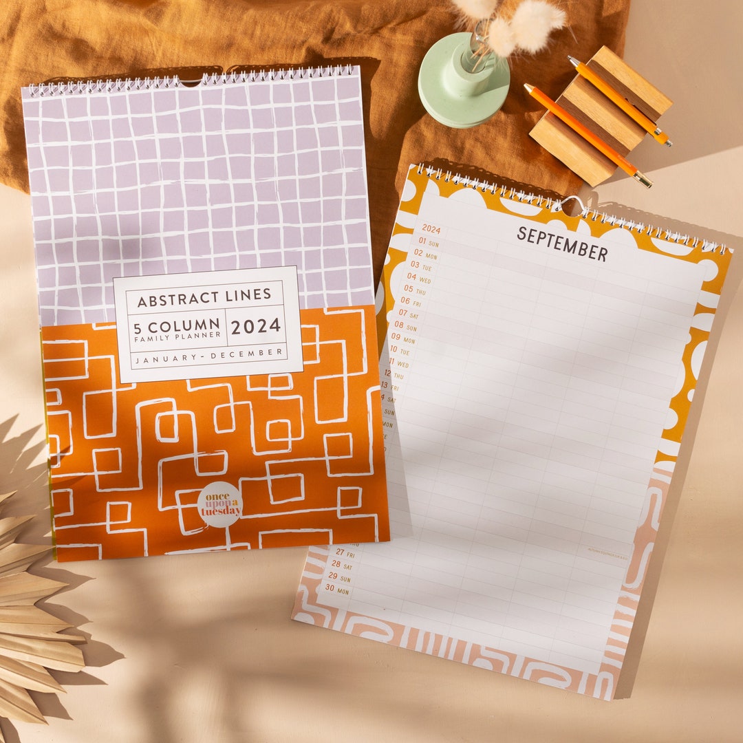 2024 Large Family Planner 5 Person Calendar A3 Wall Calendar Abstract