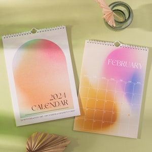 2024 Calendar Gradient Grid 12 Month Hanging Calendar | Abstract Art Calendar | A4 Wall Calendar | Colourful Calendar