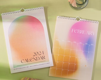 2024 Calendar Gradient Grid 12 Month Hanging Calendar | Abstract Art Calendar | A4 Wall Calendar | Colourful Calendar