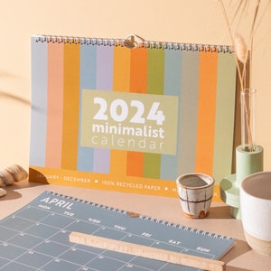 2024 Wall Calendar Surf Minimalist 12 Month Hanging Planner | Simple Monthly Calendar | A4 Calendar | Earthy Tones