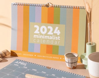 2024 Wall Calendar Surf Minimalist 12 Month Hanging Planner | Simple Monthly Calendar | A4 Calendar | Earthy Tones