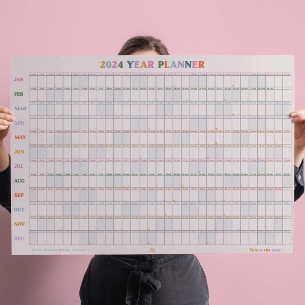 2024 Year Wall Planner Landscape Colourful | This Is The Year | 2024 Year Planner | 2024 Monthly Planner | Year to View