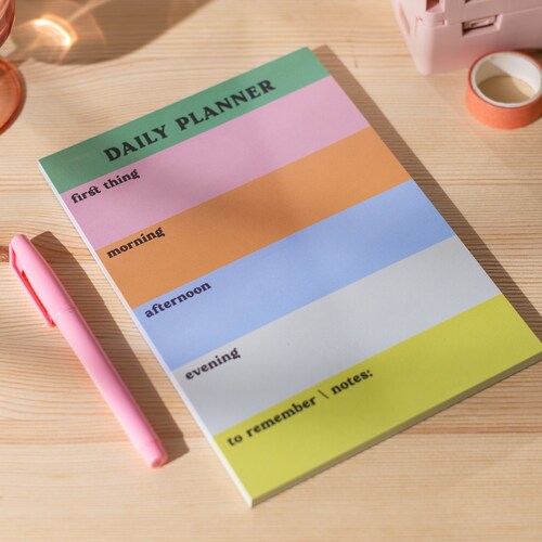 A5 Daily Planner Pad Abstract Rainbow Hourly Planner Notepad Etsy