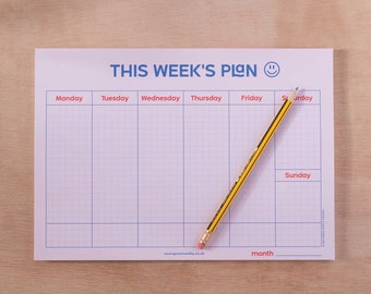 A4 Weekly Planner Pad Red & Blue Back to School Desk Planner | Weekly Notepad | Daily Planner | To Do List Desk Pad | Magnetic