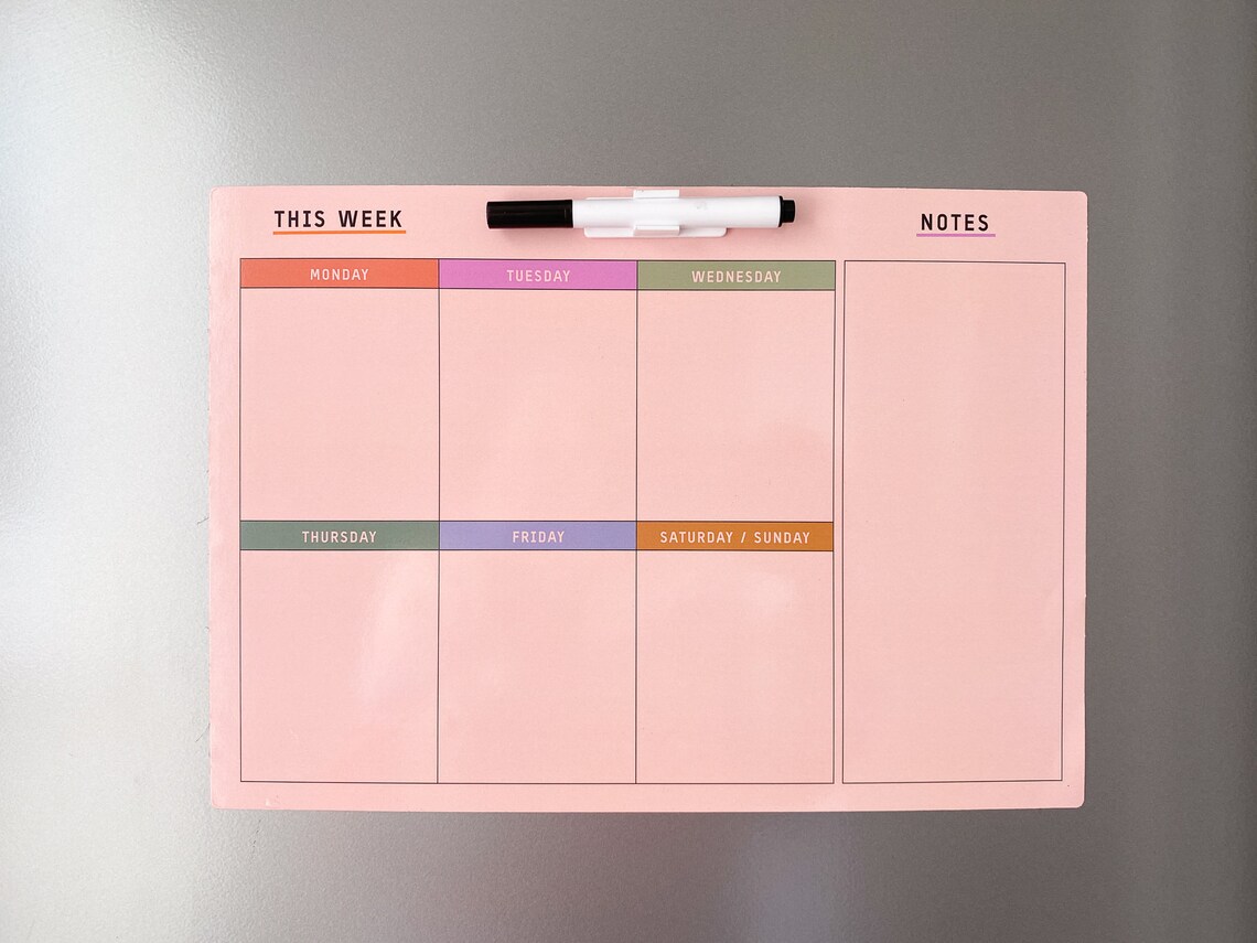 Weekly Planner & Organiser Fridge Meal Etsy